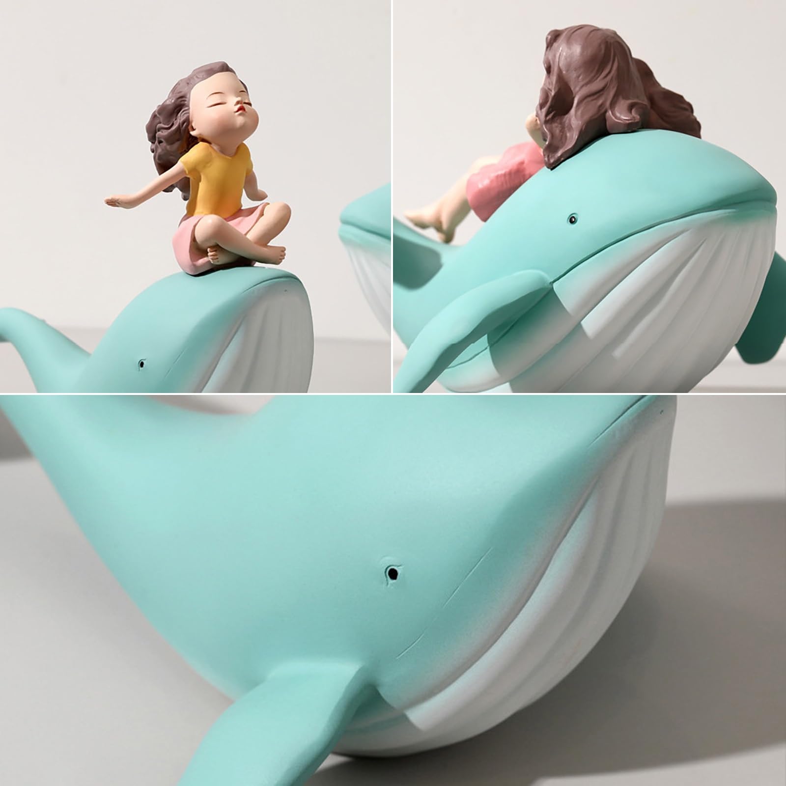 Amazon.co.jp: 気まぐれなクジラの女の子像の装飾、クリエイティブな