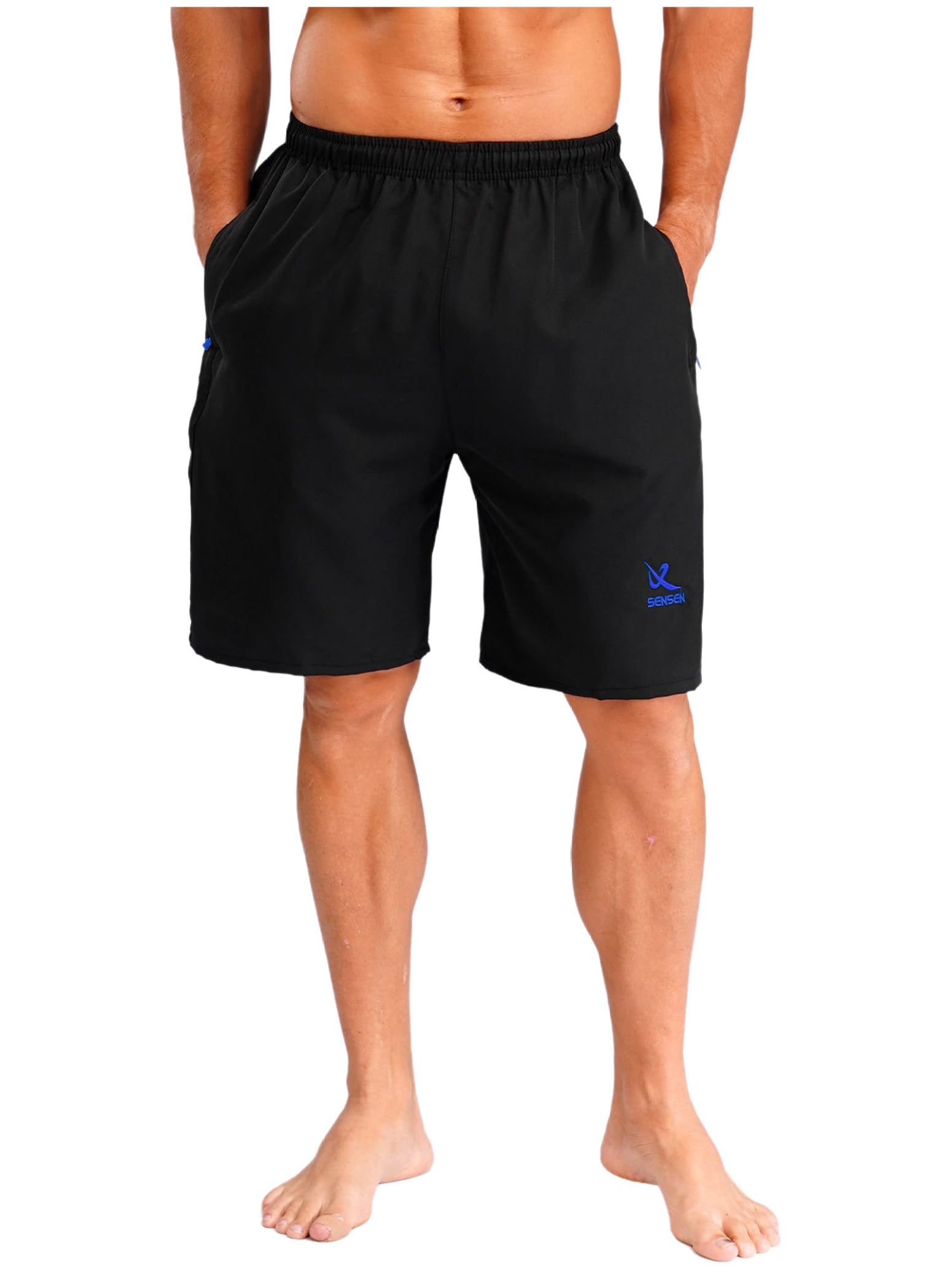 Mens Athletic Shorts with Zipper Pockets Sport Jogging Climbing Training Shorts Quick-Dry Trunks