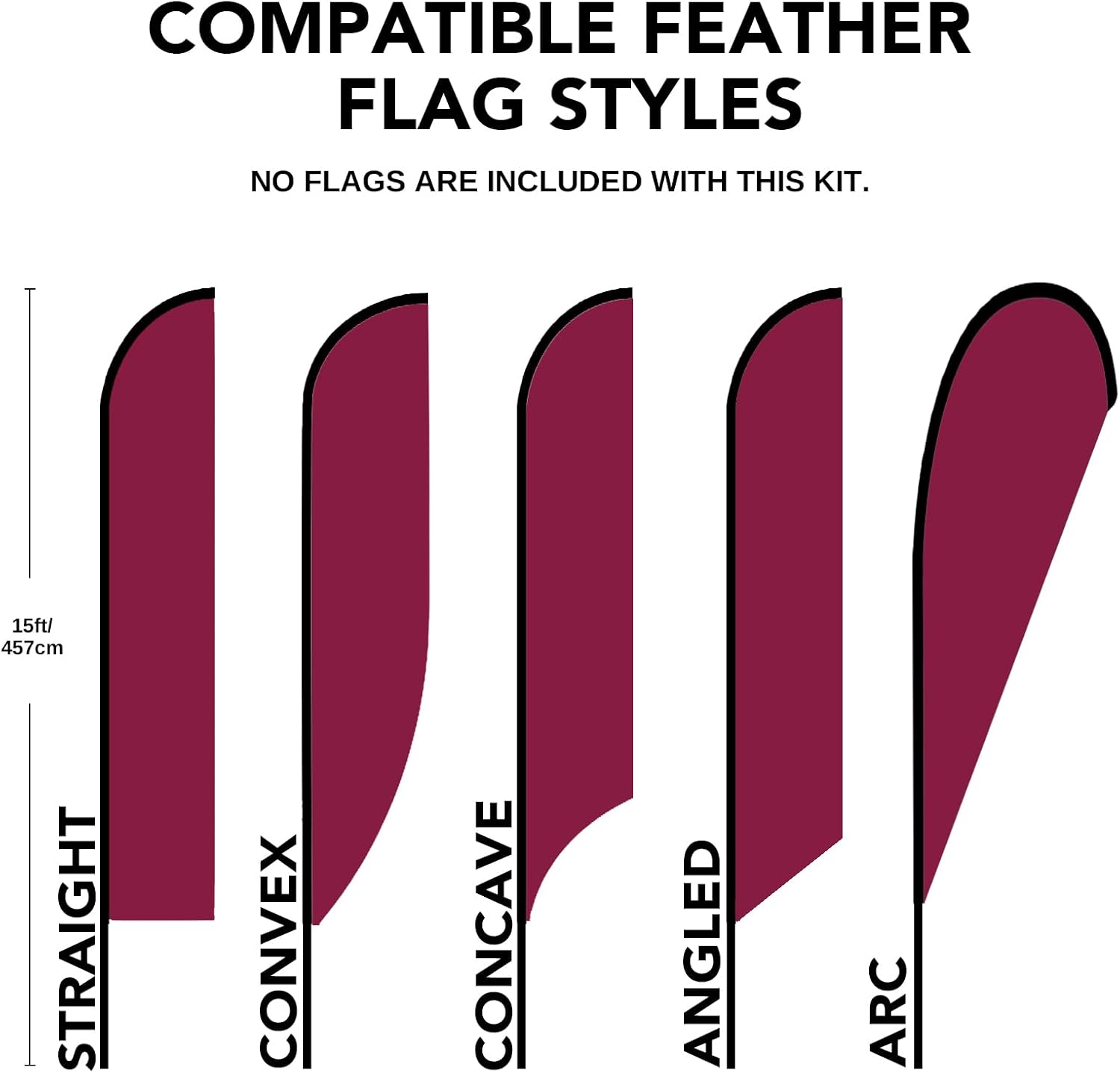 17FT Feather Flag Pole Kit – Heavy Duty Fiberglass Flagpole for 11.5–13FT Feather Flags, Outdoor Wind Resistant Banner Stand, Teardrop Flag Pole Replacement