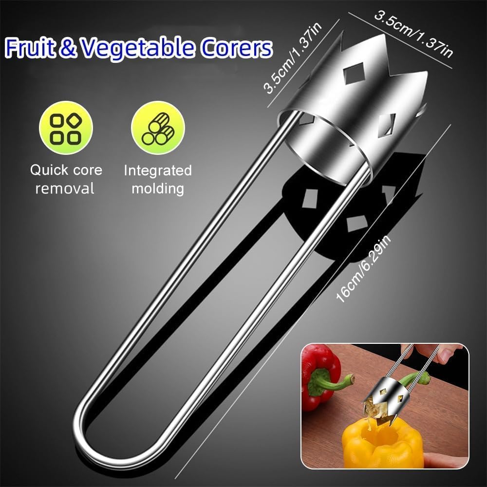 Red Bell Pepper Seed Corer, 2025 Upgraded Reusable Stainless Steel Fruite Cutter Seed Remover Tool, Quickly Bell Pepper Corers Tool for Vegetables Fruit Corer Kitchen Gadget