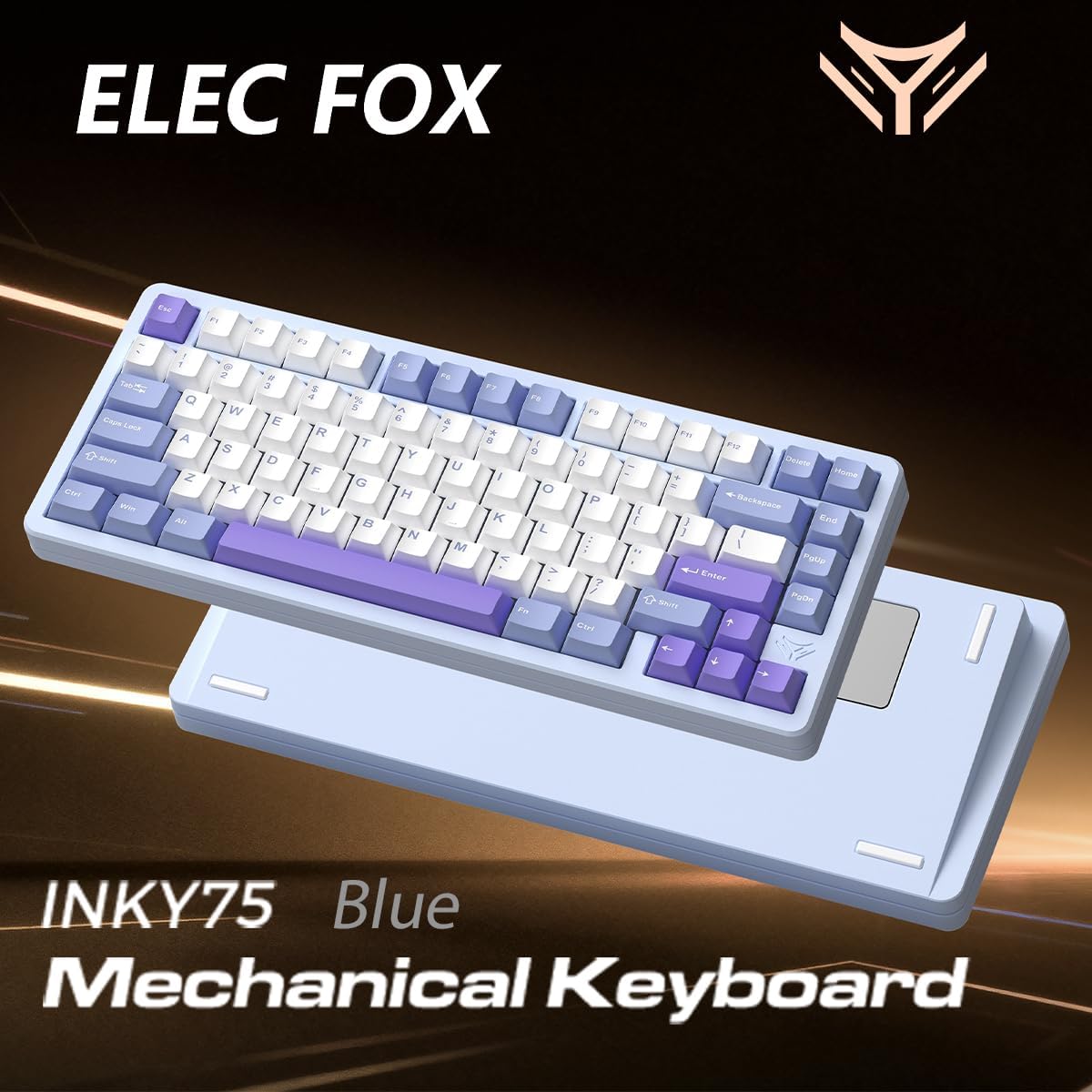 MK INKY75 Mechanical Keyboard with Full Aluminum Wireless Mechanical Gaming Keyboard, 75% Layout Mechanical Keyboard BT/2.4G/USB-C,Hot Swappable, Creamy Sounding, RGB/PP/4000mAh(Blue)