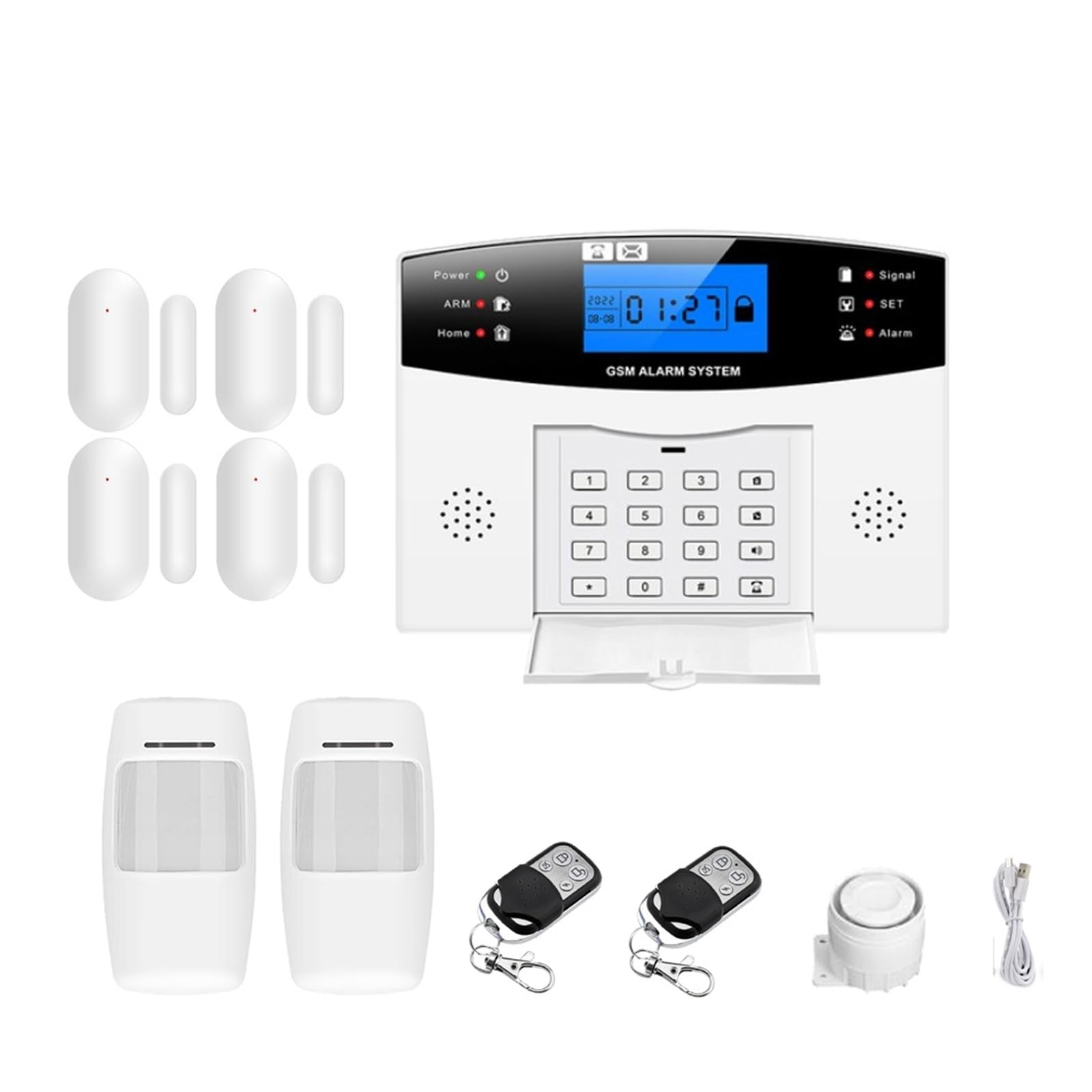 Sistemas Seguridad Hogar Tuya-Sistema De Alarma Antirrobo Inalámbrico Inteligente con WiFi, Sistema Seguridad For Hogar Dial Automático, Detector Sensor Movimiento Puerta(Kit I)