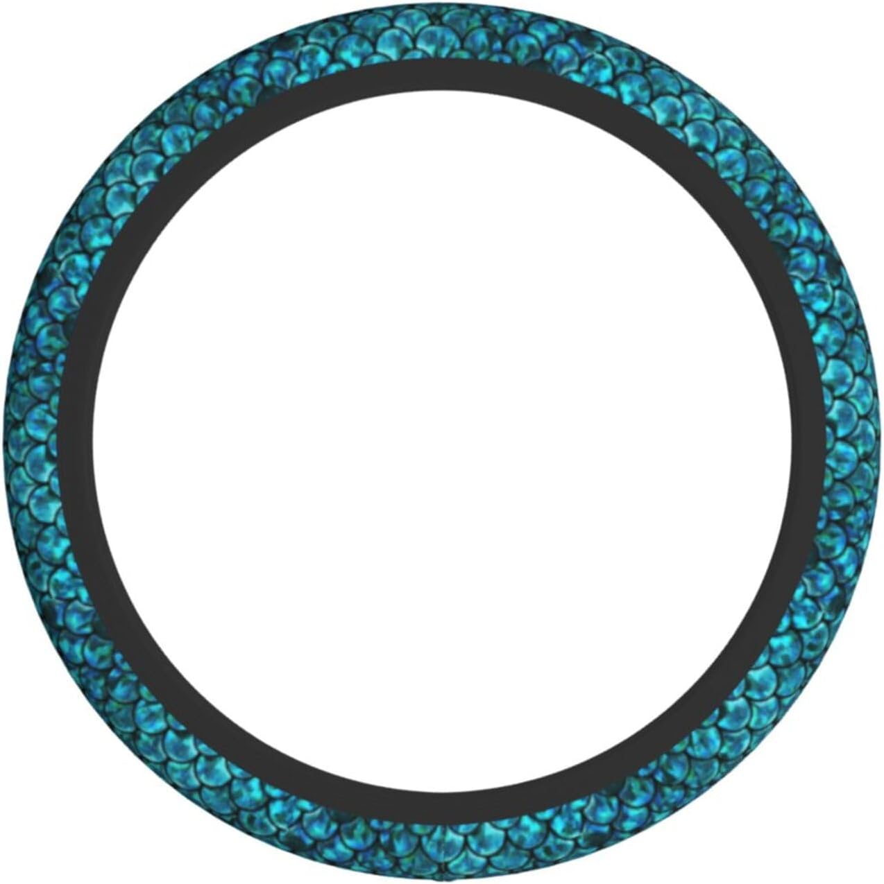 Teal Blue Mermaid Fish Dragon Scales Cool Funny Steering Wheel Cover Car Accessories Cute for Women Girls Girly Universal 15 Inch Neoprene Auto Interior Decor Anti Slip Car Truck Protector