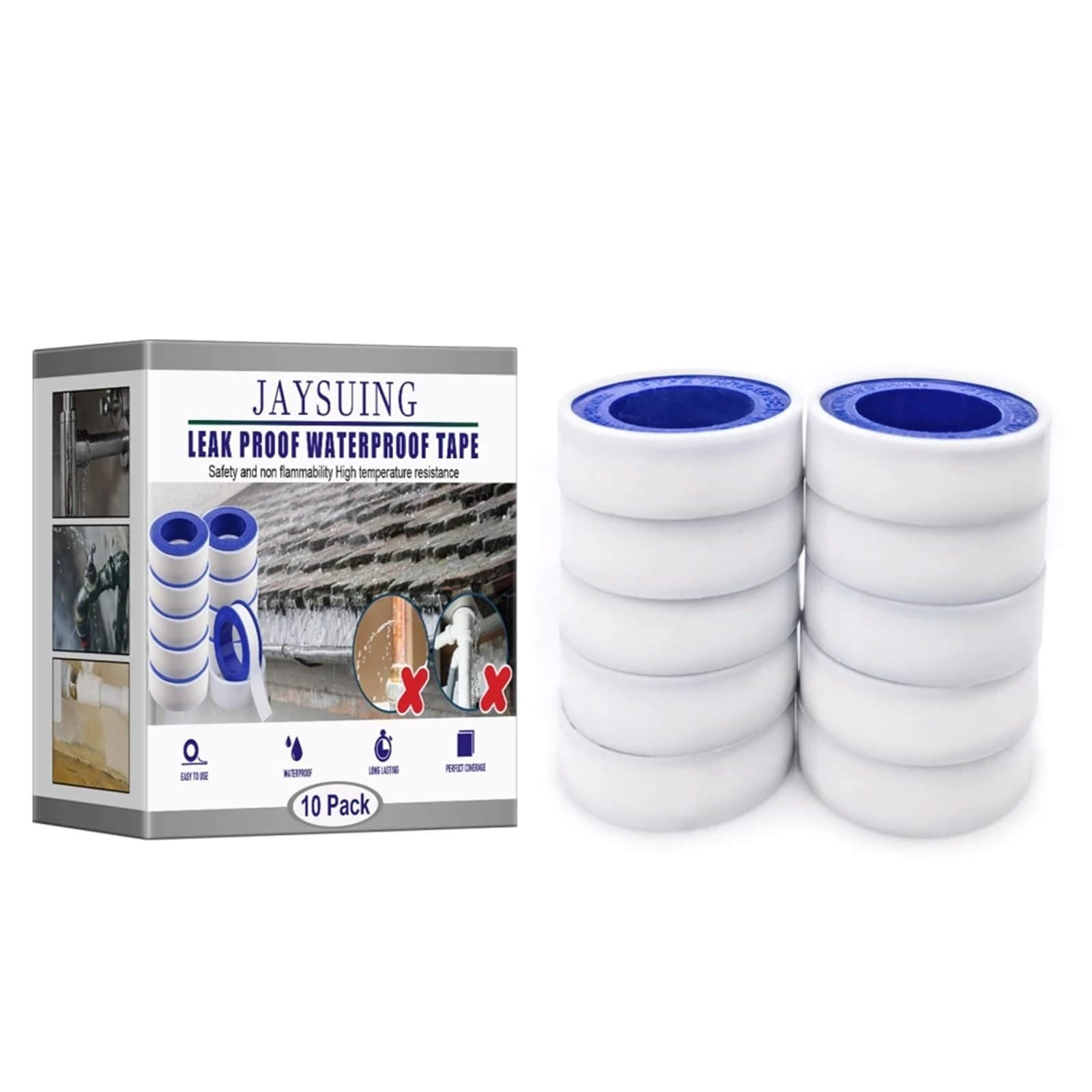 Cinta De Fontanero 10 Uds. Rollo de Cinta de Hilo de Sellado de Grifo, Accesorio de plomería for tubería de Agua y Gas, Cinta de Sellado de Enlace, selladores de tubería de Agua Tapes