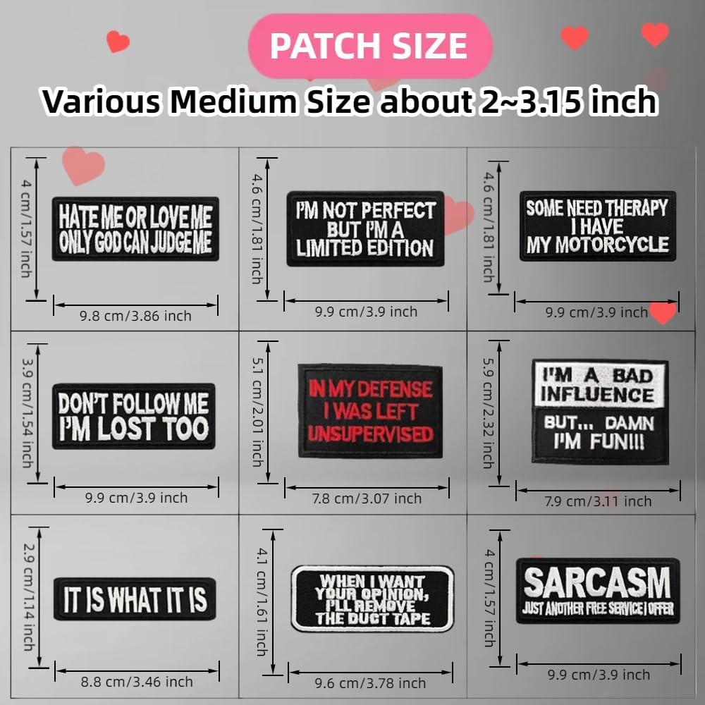 40 Pcs Embroidered Iron On Patch, Funny Sarcastic Humor Quotes Iron On Biker Patch, Cool Hilarious Sassy Sayings Appliques for Clothing Jackets Hats Backpacks,DIY Crafts Gifts for Boys Men