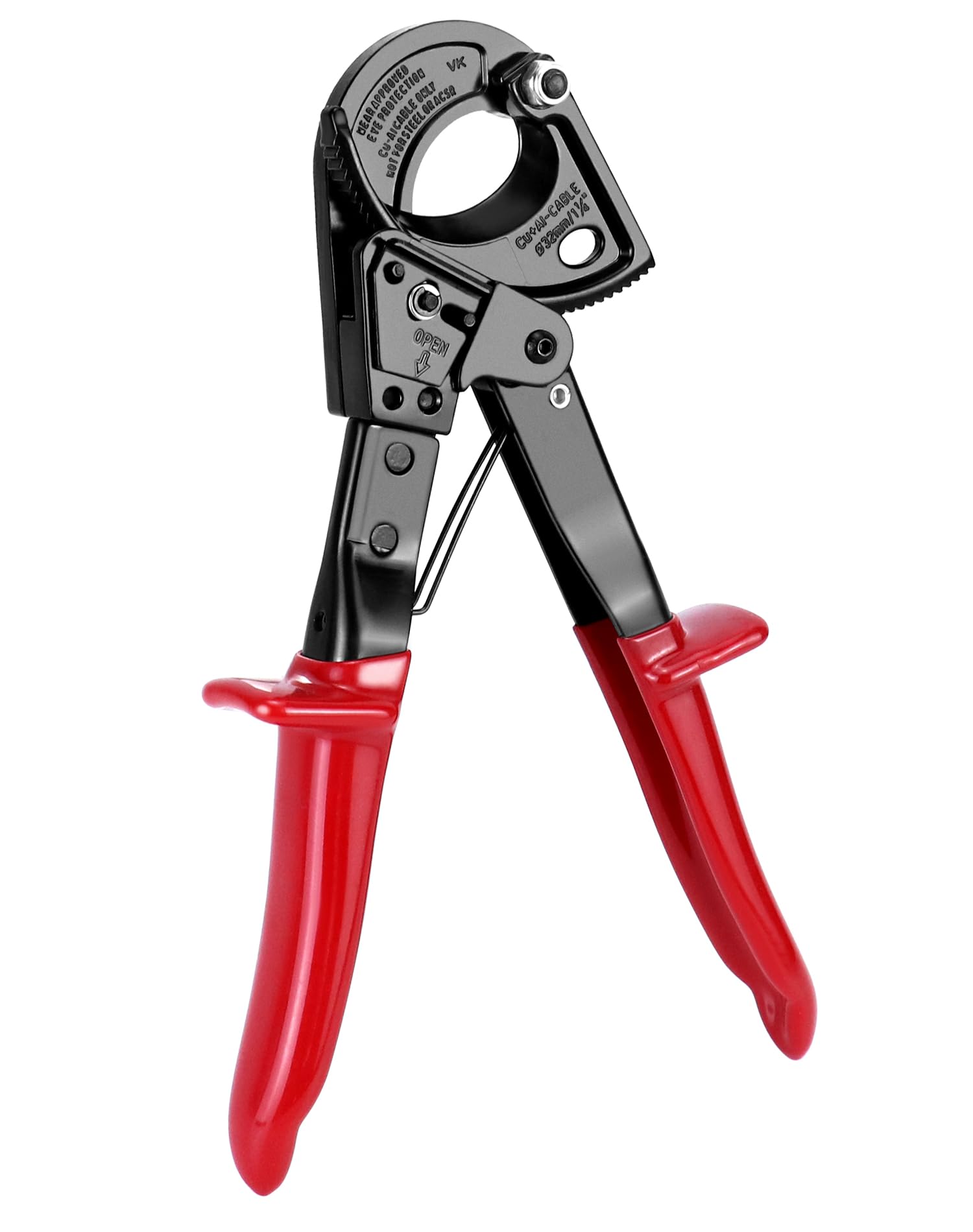 QWORK® Coupe-câble, HS325A Coupe-câble à cliquet robuste, pour câbles en cuivre aluminium, jusqu'à 240 mm²