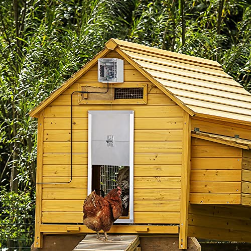 Pawhut Automatic Chicken Coop Door Opener With Timer & Light Sensor, Aluminum Weatherproof Chicken Door With 6V Dc Power Supply And Remote Controls, Silver #TOP1