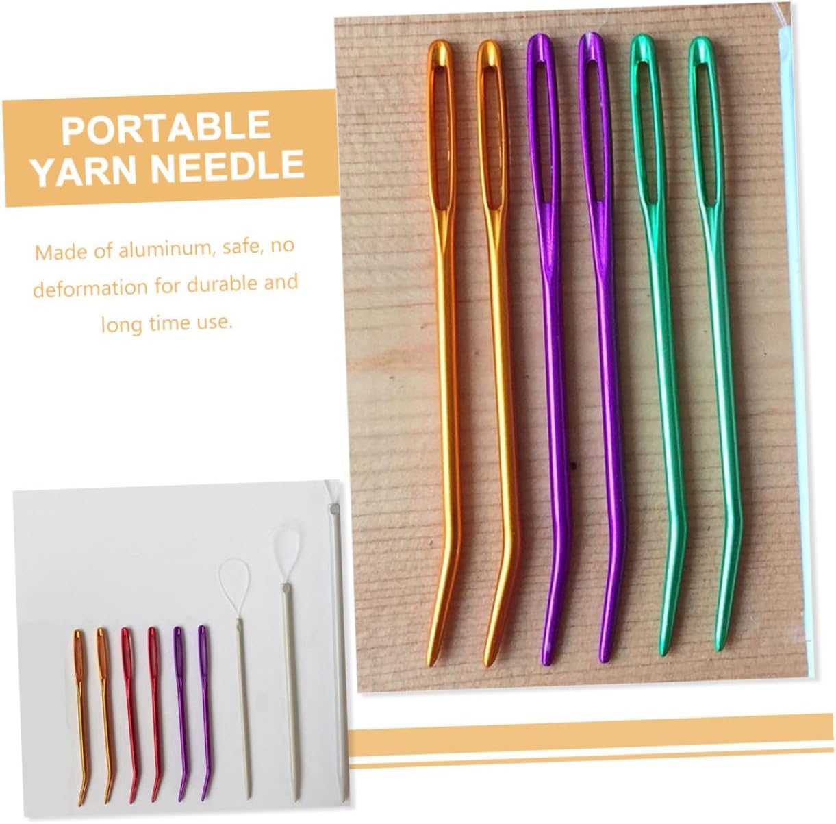 MOKKHNB 12pcs Multi-Function Aluminum Yarn and Household Tapestry Needles with Large Eye Curved Design, Portable Sewing Tools for Knitting and Darning Crafts Random Color