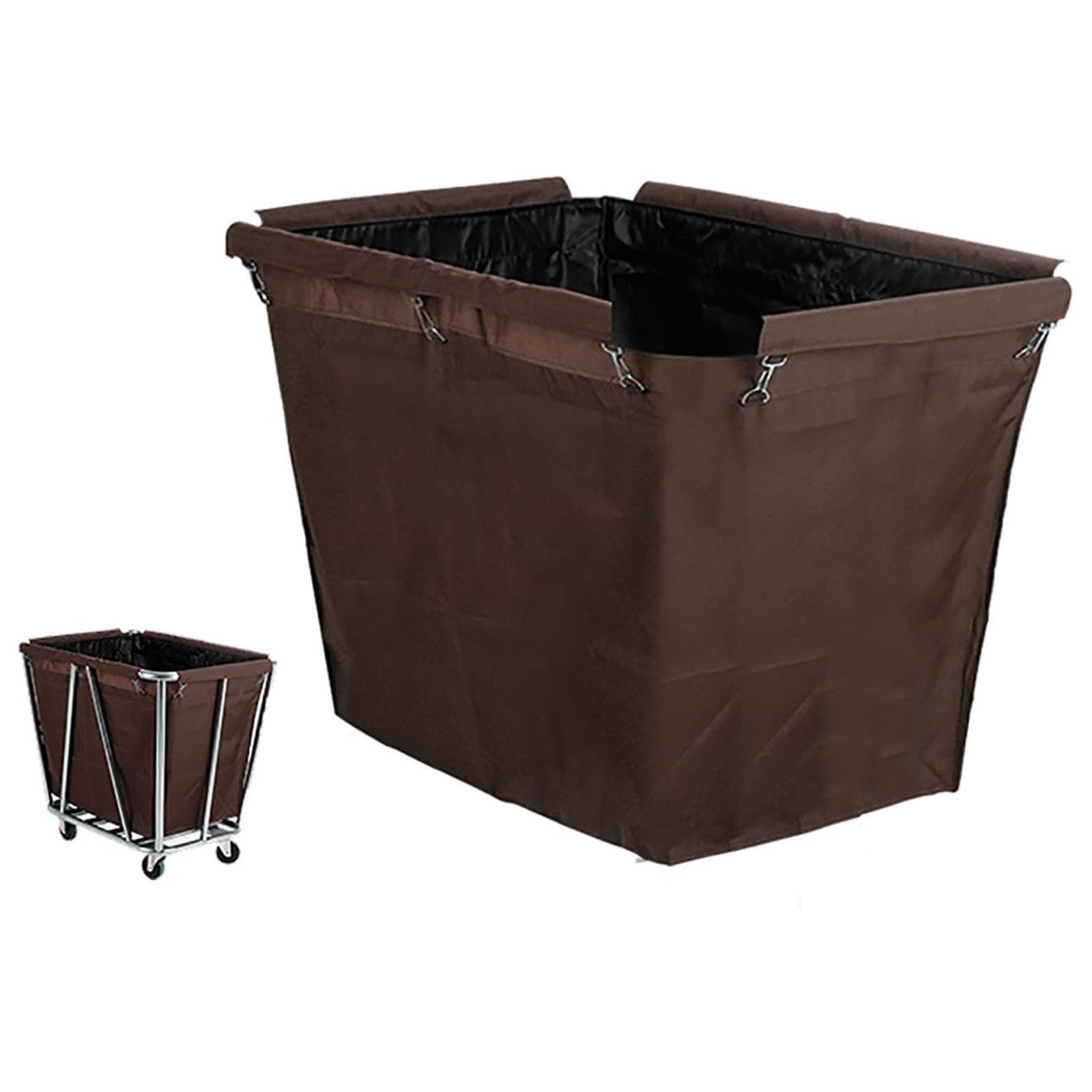 Cesto for la biancheria, extra large, di ricambio, for carrello della biancheria, in tessuto Oxford, lavabile in lavatrice, gancio in ferro metallico for la pulizia 'hotel(Brown)