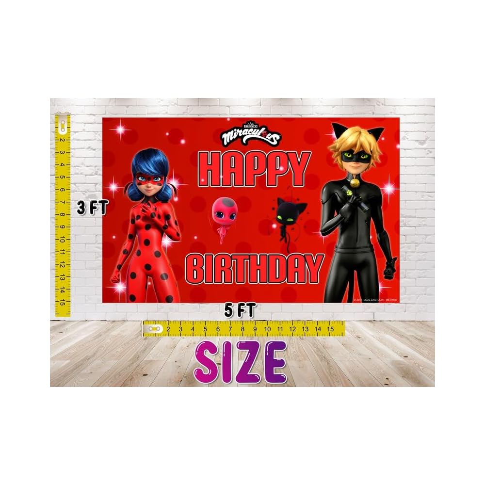 5x3 FT Miraculous Ladybug Backdrop for Birthday Australia | Ubuy
