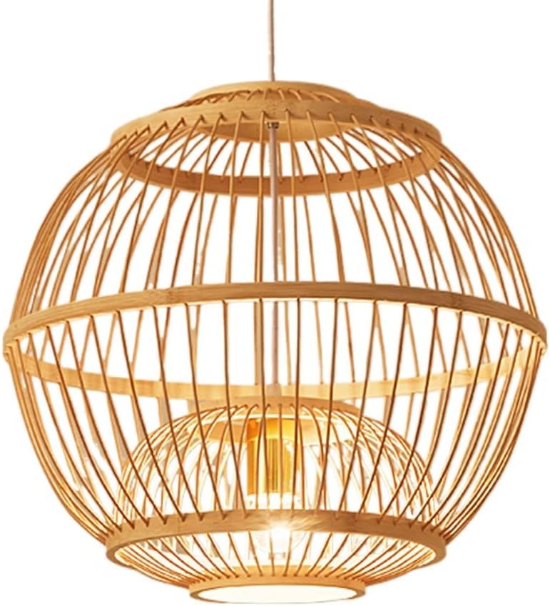 Lampe suspendue de ferme en rotin naturel pour plafond de couloir résidentiel