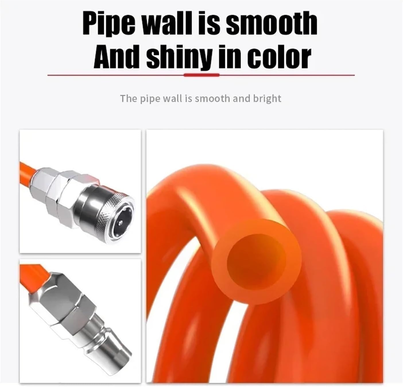 3/6/9/12/15M PU Air Compressor Hose Tube Flexible Tool With Connector Pneumatic Polyurethane Spring Spiral Pipe joint(6x4mm Black,3M-EU Fitting)