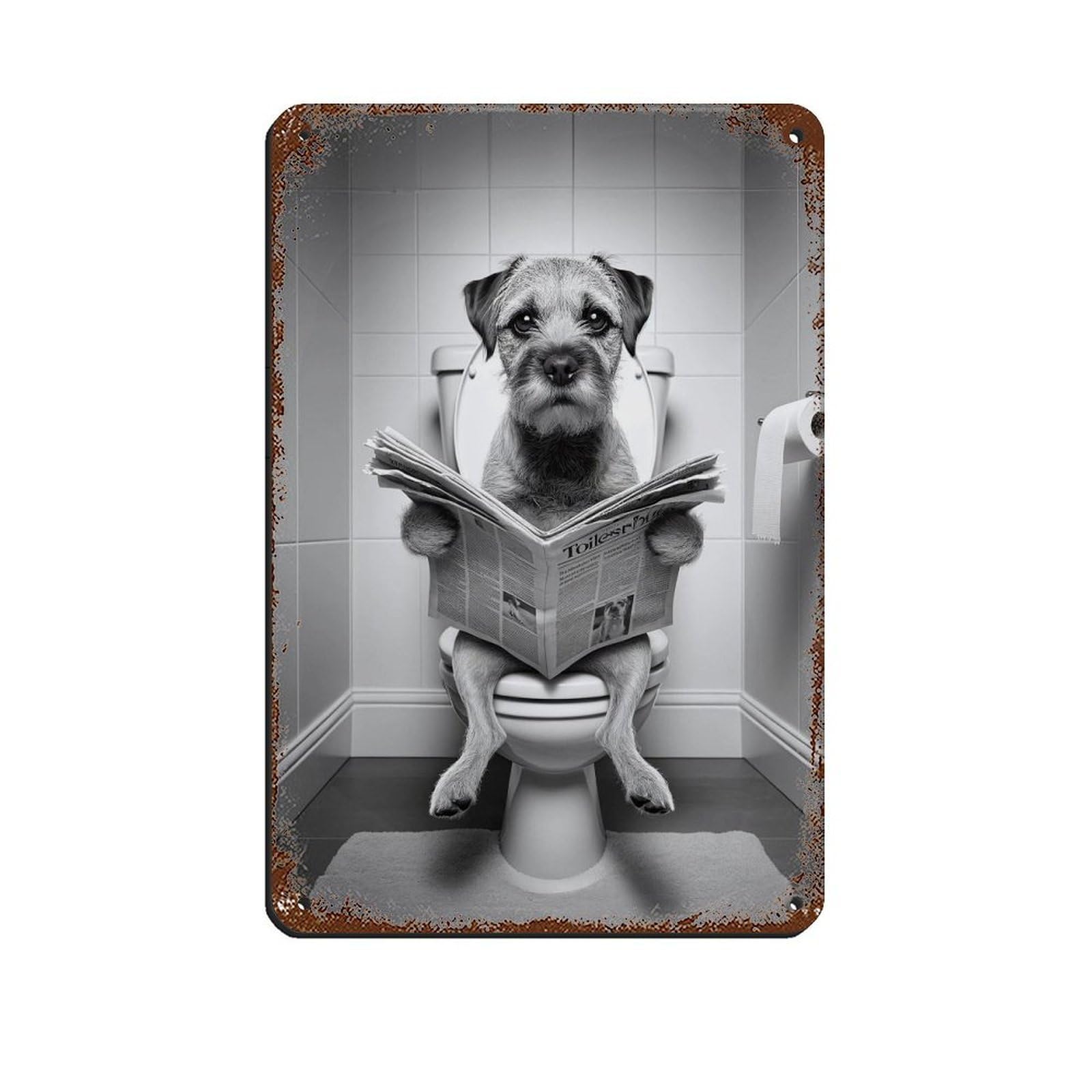 Border Terrier, Funny Bathroom Decor Retro Poster Metal Tin Sign Chic Art Retro Iron Painting Bar People Cave Cafe Family Garage Poster Wall Decoration 8x12inch(20x30cm)