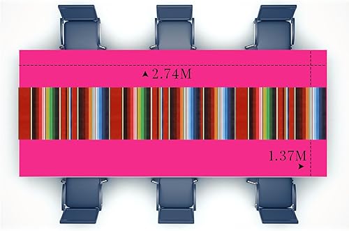 Miniatura 3 de 6 manteles de fiesta mexicana de 54 x 108 pulgadas, camino de mesa de plástico a rayas, para decoración de fiestas mexicanas de noche de tacos