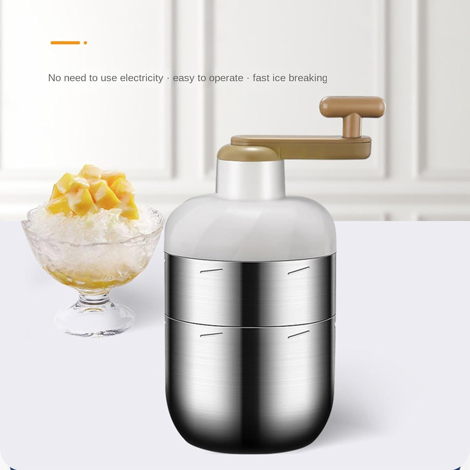 Shaved Ice Machine Snow Cone Machine Manual - Portable Ice Crusher and Shaved Ice Machine with Free Ice Cube Trays -Stainless Steel