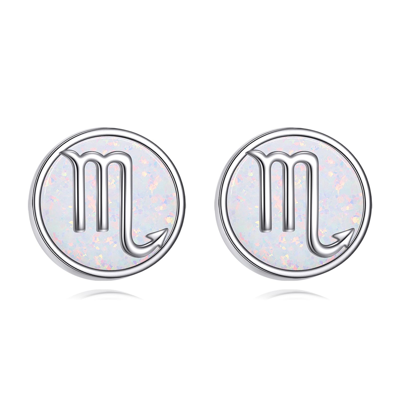 Sternzeichen Ohrringe für Damen Mädchen 925 Sterling Silber Konstellation Ohrstecker Weißer Opal Sternzeichen Schmuck Geschenk