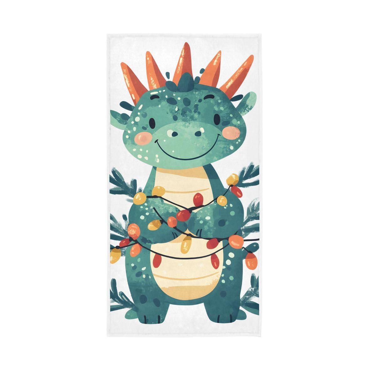 HUYGD Green Dragon Wrapped in Christmas Lights Hand Towels Soft Washcloths Lightweight Towels 15 x 30 Inch