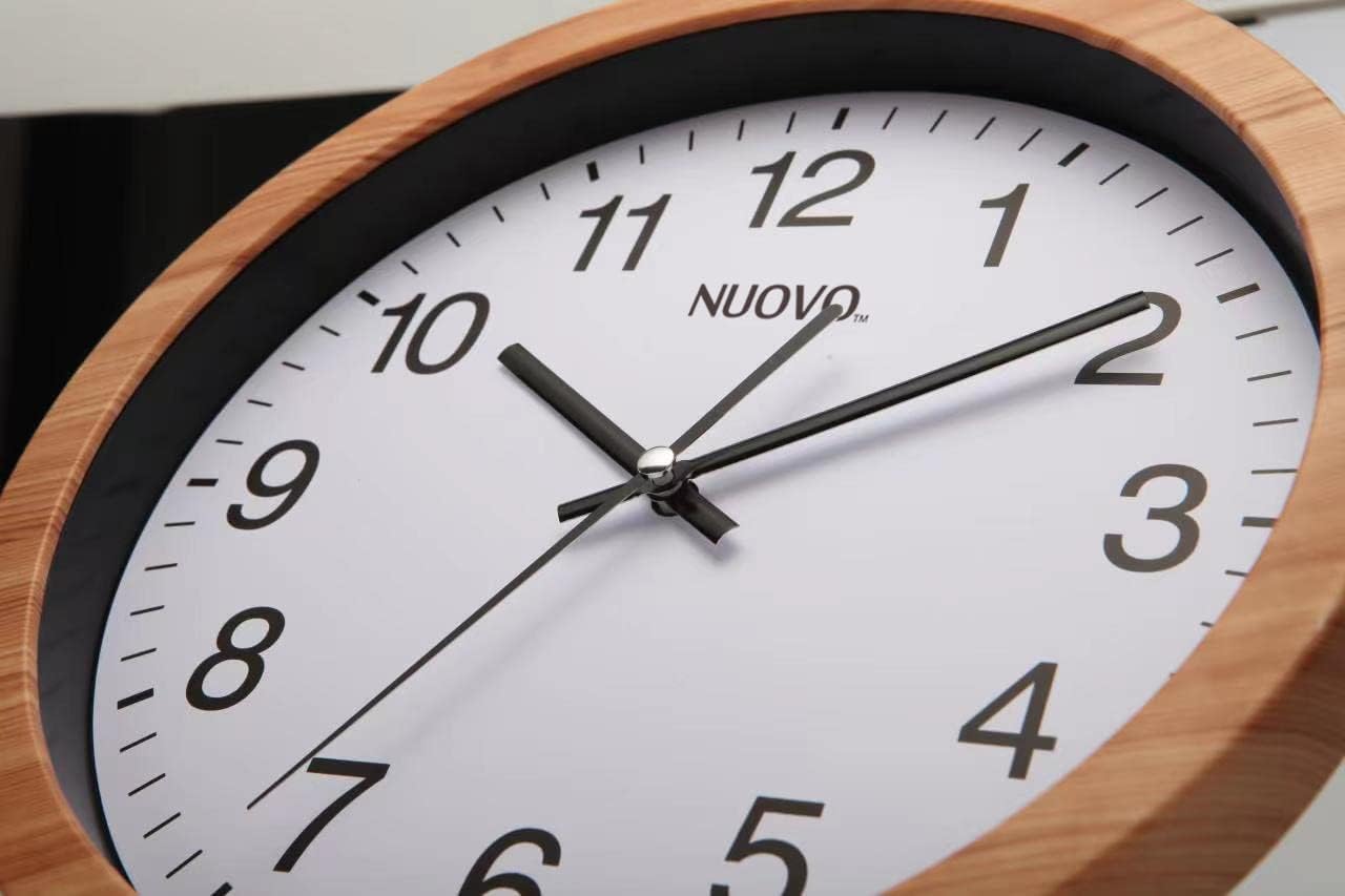 NUOVO Reloj de pared redondo de grano de madera de 40 cm (40 cm)