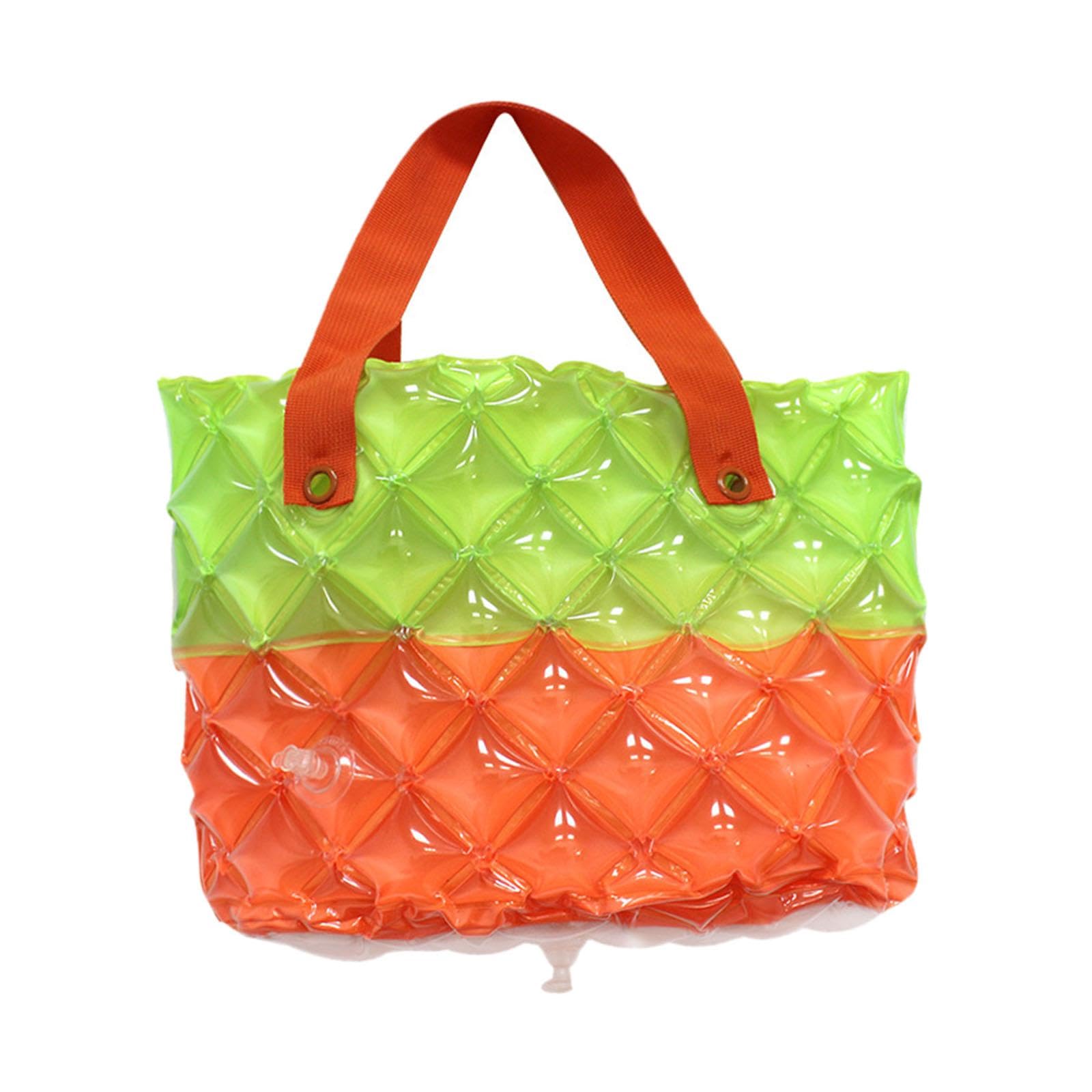 zoomella Inflatable Beach Tote Bag Beach Basket Waterproof PVC Handbag for Gym Market Green Orange|Women's Handbags & Bags|Clothing, Shoes & Accessories-picture-17