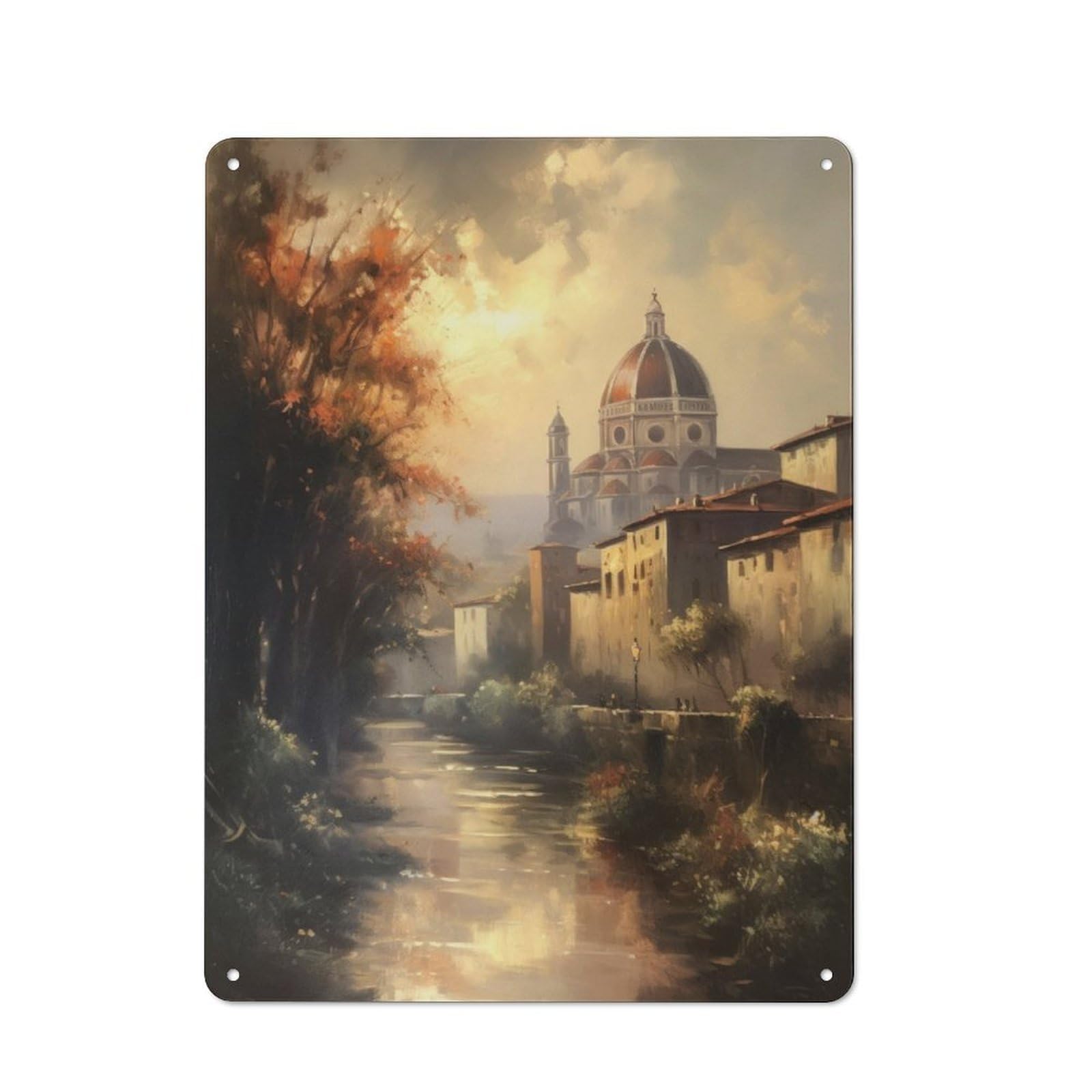 Junmoney Florence Italy Art Tin Wall Plaque 40X30cm With For Hobby Room Or Studio, For Updating Hobby Room And Studio After Moving