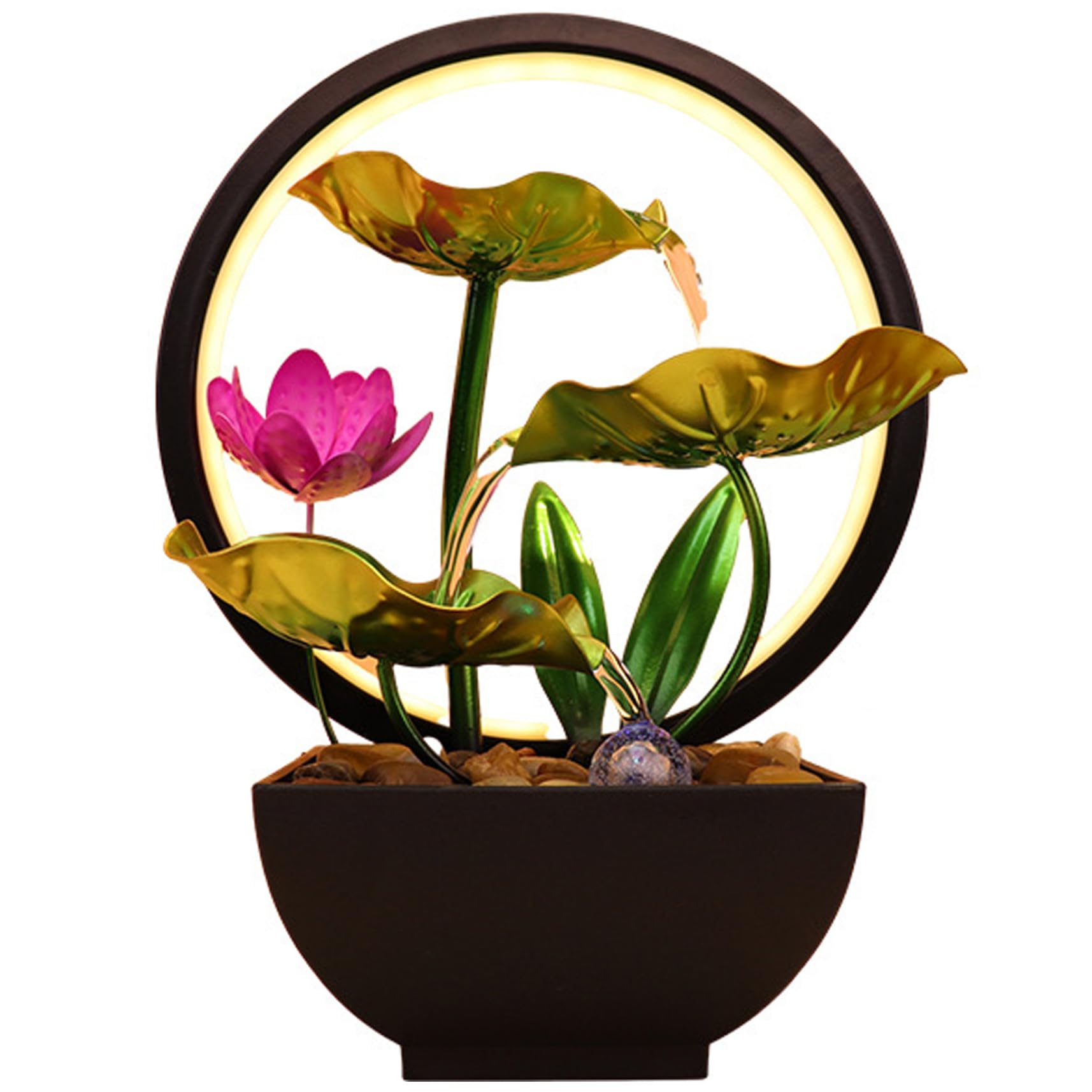 Fontaine à eau pour calmer l'anxiété cascade de bureau d'intérieur lumineuse USB zen