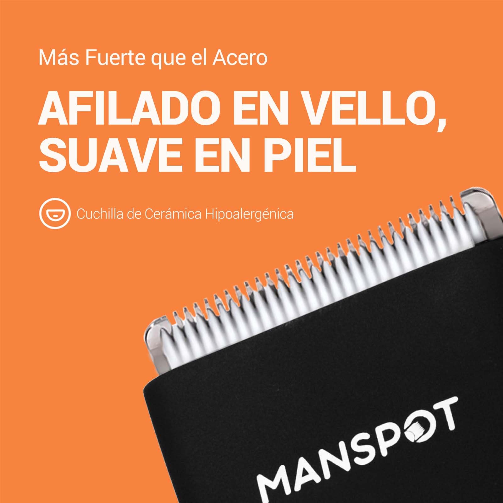 MANSPOT Afeitadora Corporal Masculina, Depiladora Corporal Hombre con Cuchilla de Cerámica Desmontable, IPX7 Resistente al Agua, Seco y Húmedo, para Axilas, Pecho, Piernas y Genitales
