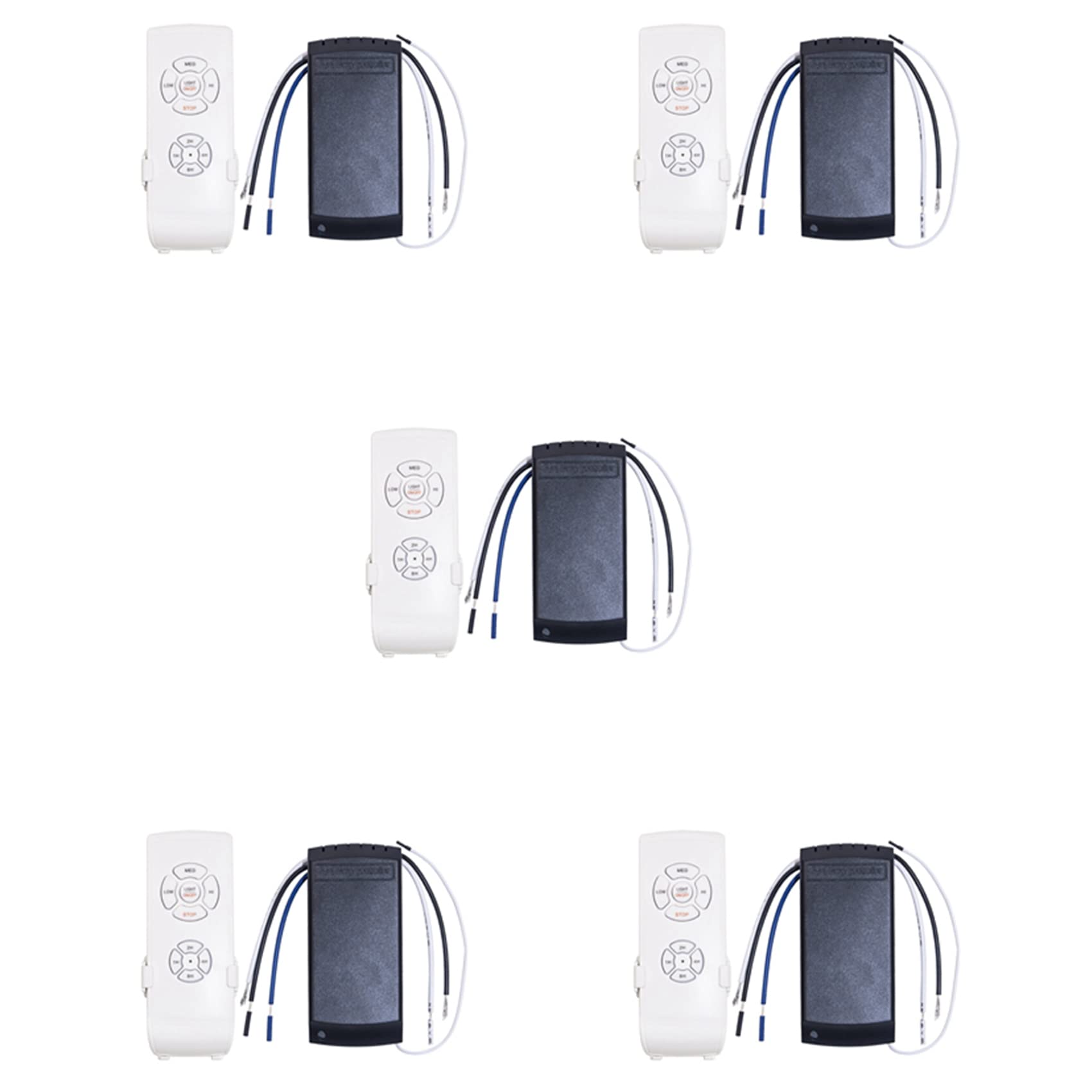 Jnchdghwa White & Black 5X Universal Ceiling Fan Lamp Remote Control Kit Ac 110V Timing Setting Switch Adjuste Wind Speed Transmitter Receiver