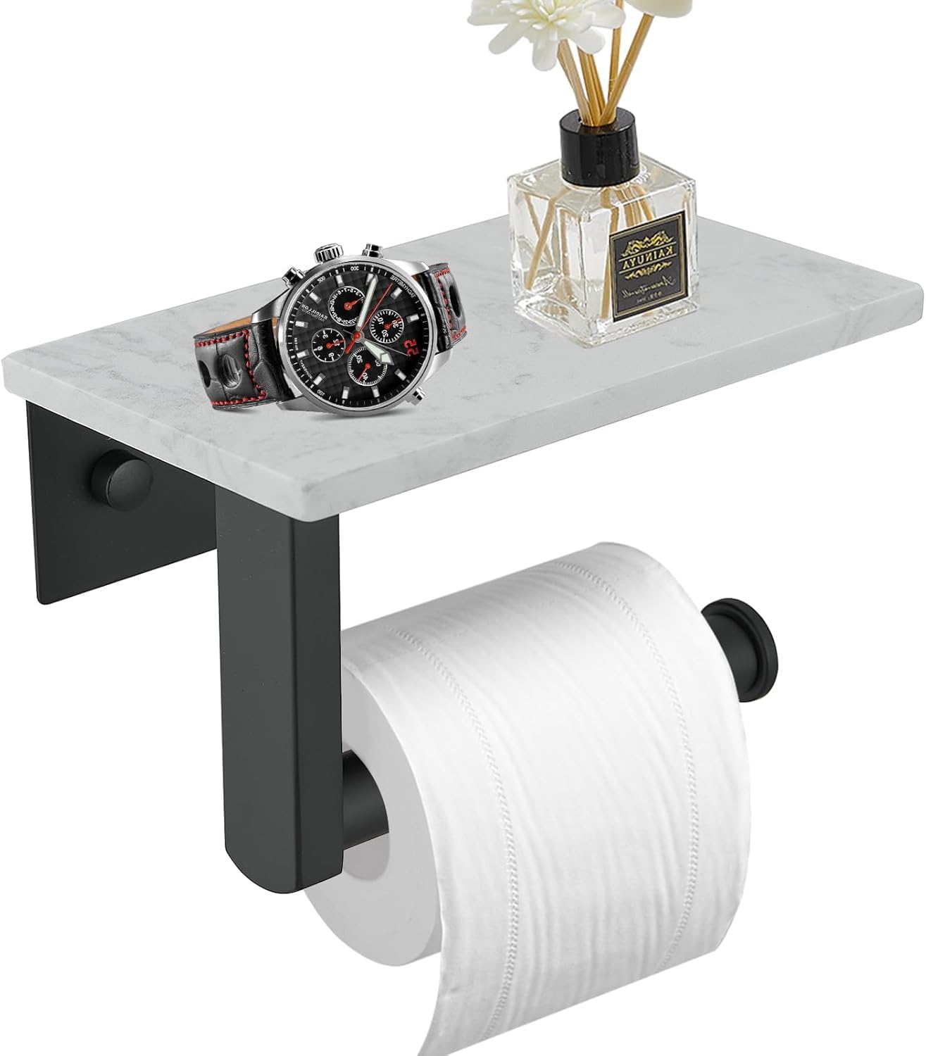 BWE Brushed Gold Toilet Paper Holder with Marble Shelf Wall Mounted — Amazon image 13