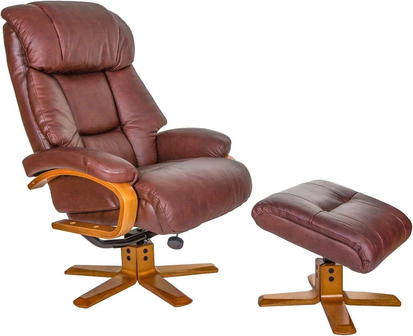 The Mars Genuine Leather Recliner Swivel Chair & Matching Footstool