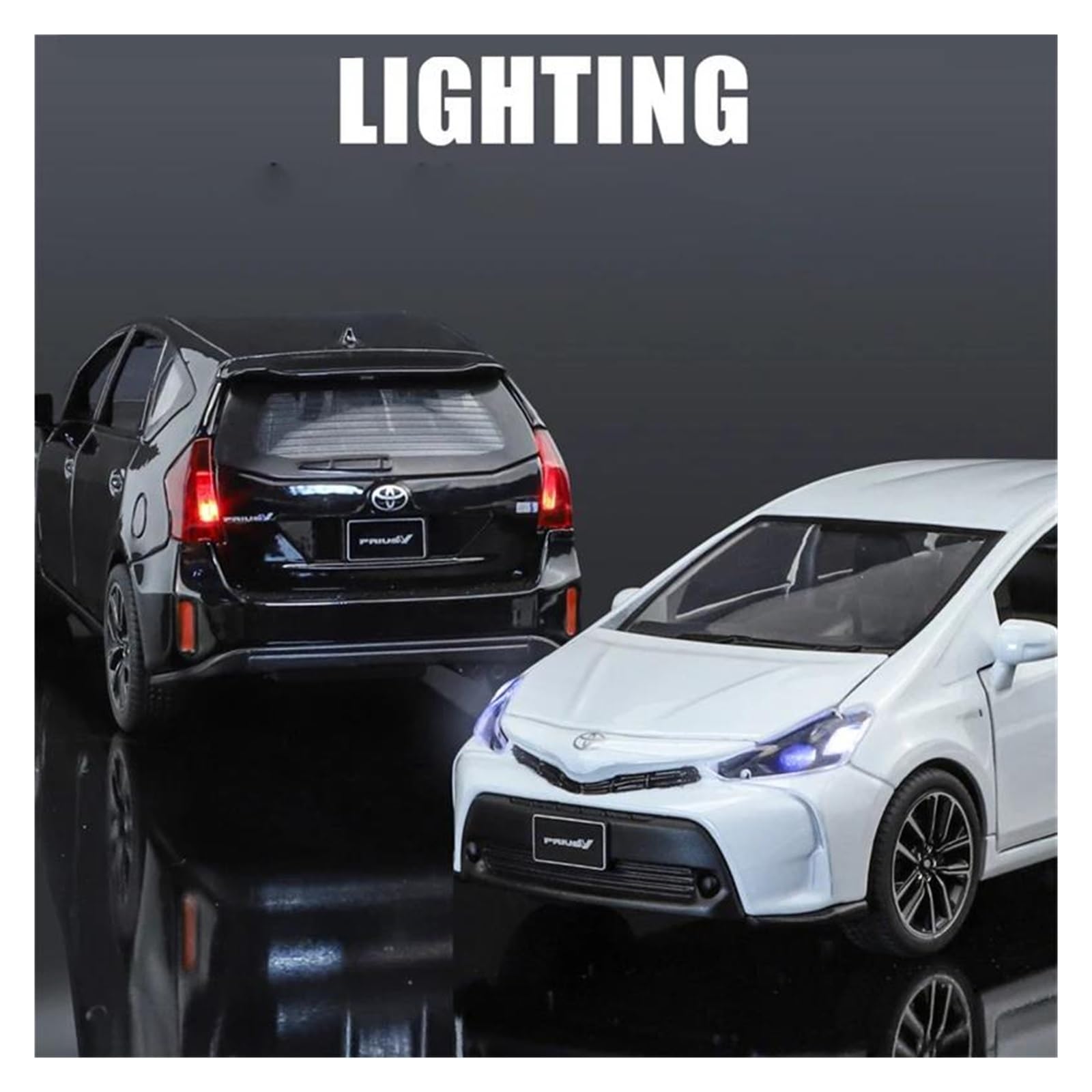 Adatto Per Toyota PRIUS 1:32 Modello Di Auto In Metallo Pressofuso Simulazione Di Suoni E Luci Regalo Da Collezione(White)