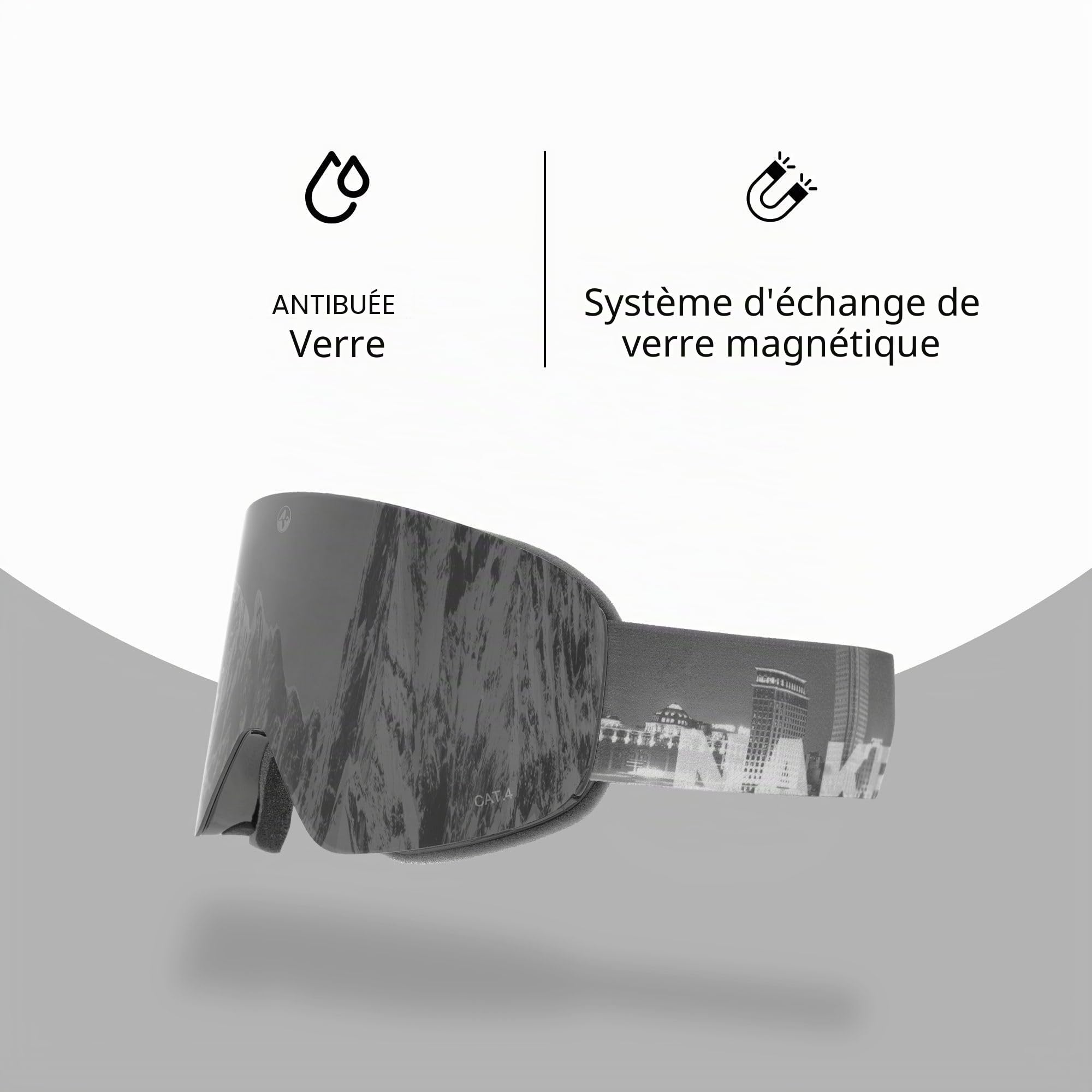 NAKED Optics Les TROOP EVO Lunettes de Ski Hommes, Lunettes de Ski Femmes, Lunettes de Snowboard, Lunettes de Ski avec Verres Interchangeables (TROOP EVO Misty)