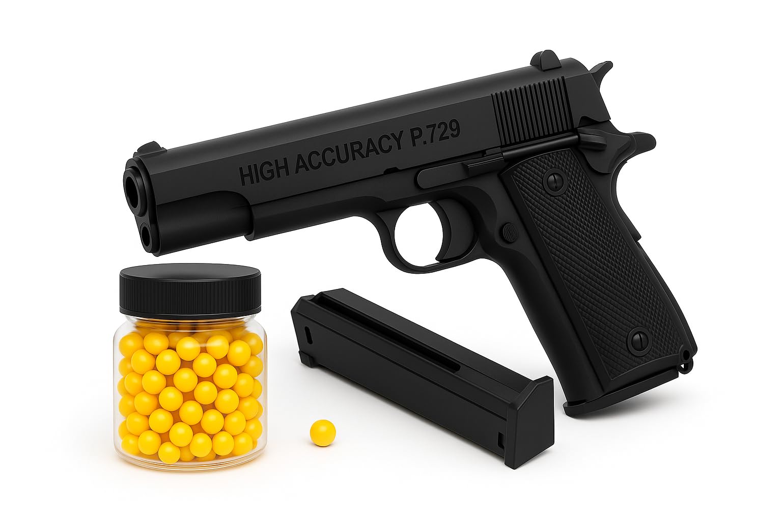 Toy Gun for Kids with BB Bullets – Realistic Look, Detachable Magazine, Safe Airsoft Pistol for Outdoor Fun, Shooting Practice & Role Play (Black)
