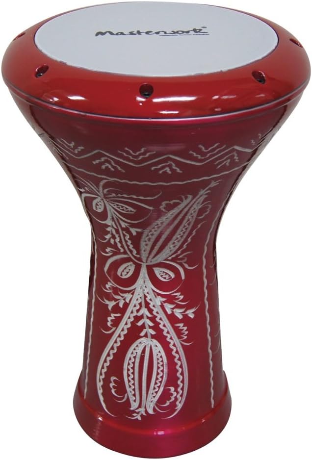 Darbuka Hand Engraved Aluminum Body Doumbek - EA-E107-RED