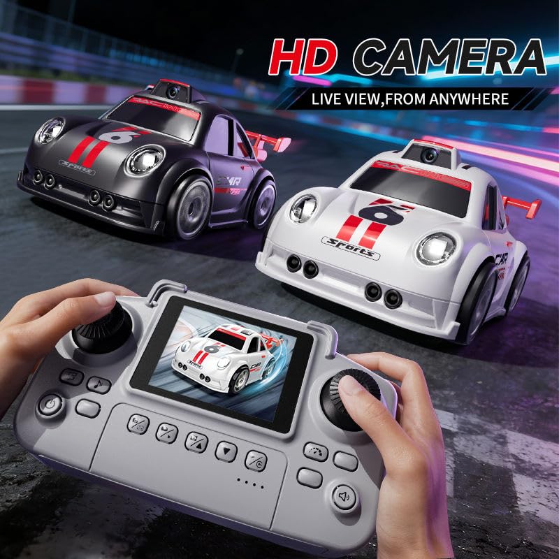 Image of Xiza Mini Smart RC Camera Car - Screen Controller Remote Control Racing Car with LED Lights, Drift Function & Intelligent Follow Sensor Toy for Kids