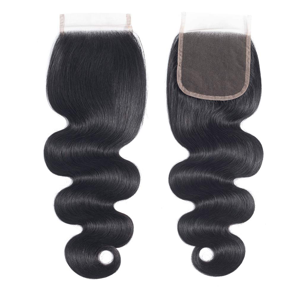 Brazilian Body Wave Hair Bundles with Closure 100% Unprocessed Virgin Hair Human Hair Free Part Lace Closure (12/14/16+10 inch)