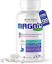 Complesso di Magnesio Malato e Bisglicinato 120 Capsule - Organico Chelato e Glicinato, Integratori Stanchezza, Sonno, Stress e Muscoli - Magbis Made in Italy