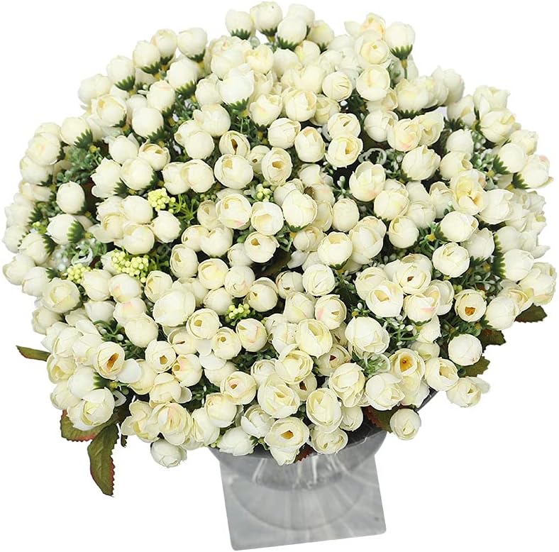 YataiPack of 12 Artificial Peony Flowers For Decoration โ Fake Flowers Bouquet Floral Wreath Decor- Artificial Flowers For Wall Background Balcony Decoration Items Holiday Ornament (White)