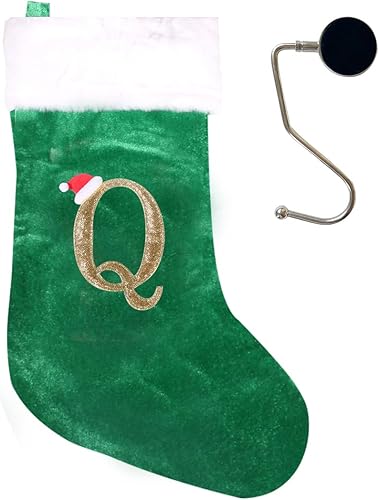 Vista 19 de Medias de Navidad con monograma de 20 pulgadas con letras, medias de Navidad súper suaves, medias grandes con monograma, medias de letras rojas