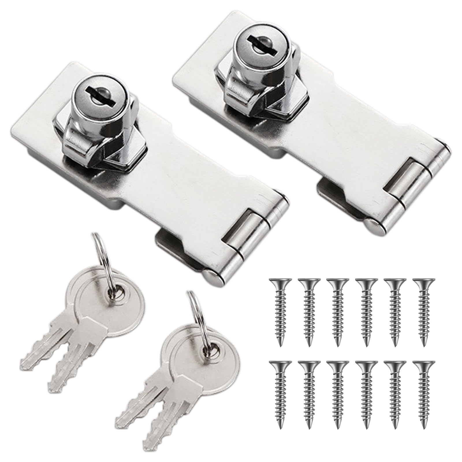 4 Inch Keyed Hasp Latch Lock, Knob Locking Hasp,Hasp Latches Lock Padlock Latches with Screws Locking Hasp for Cabinet Drawer,2 Pack