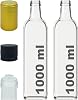 Afracam 1000 ml Şeffaf Maraska Yağdanlık Kapaklı Ve Kapüşonlu 1000 Cc Köşeli Cam Şişe 2 Adet