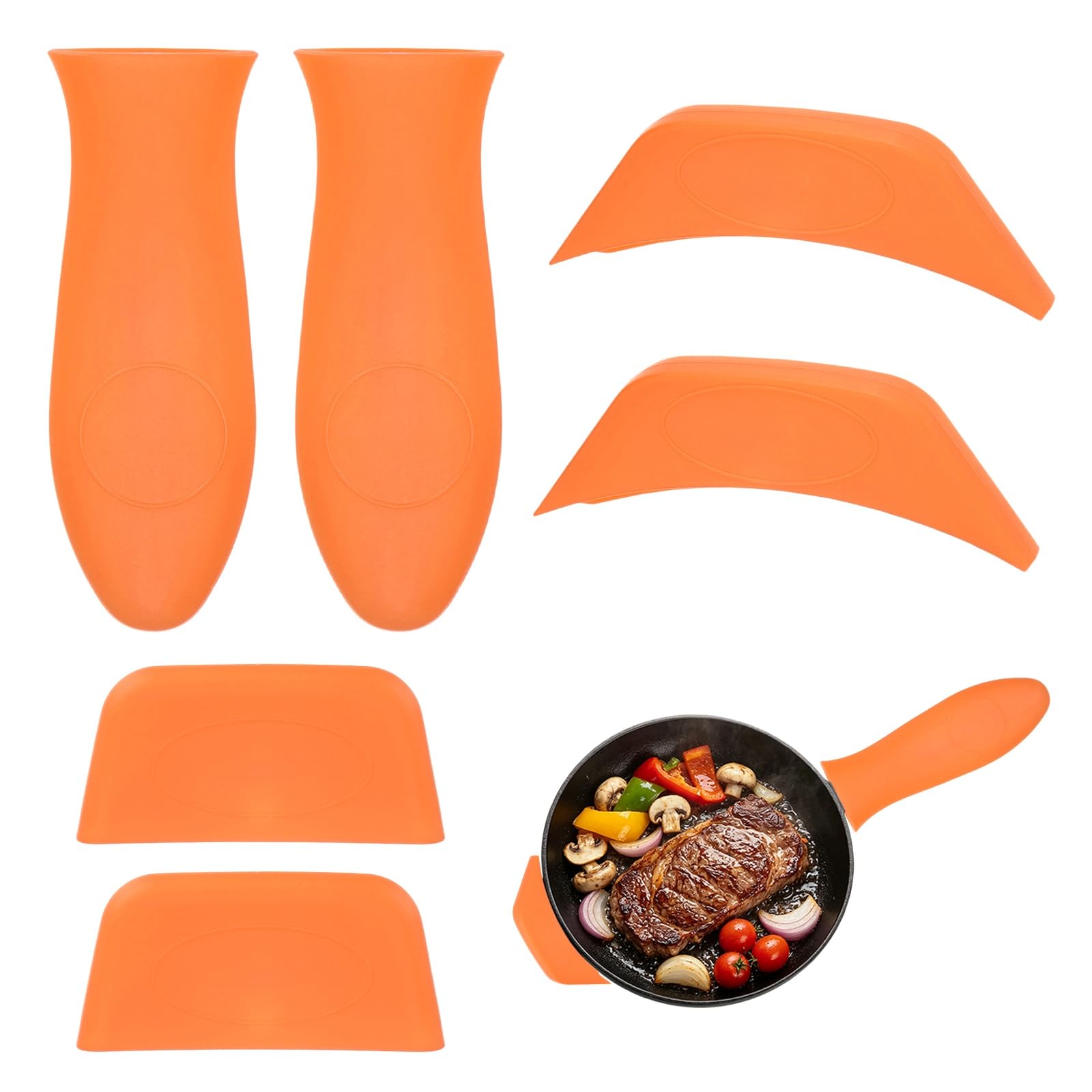 M METERXITY 6-Pack Silicone Cast Iron Handle Cover Pot Holders, Orange