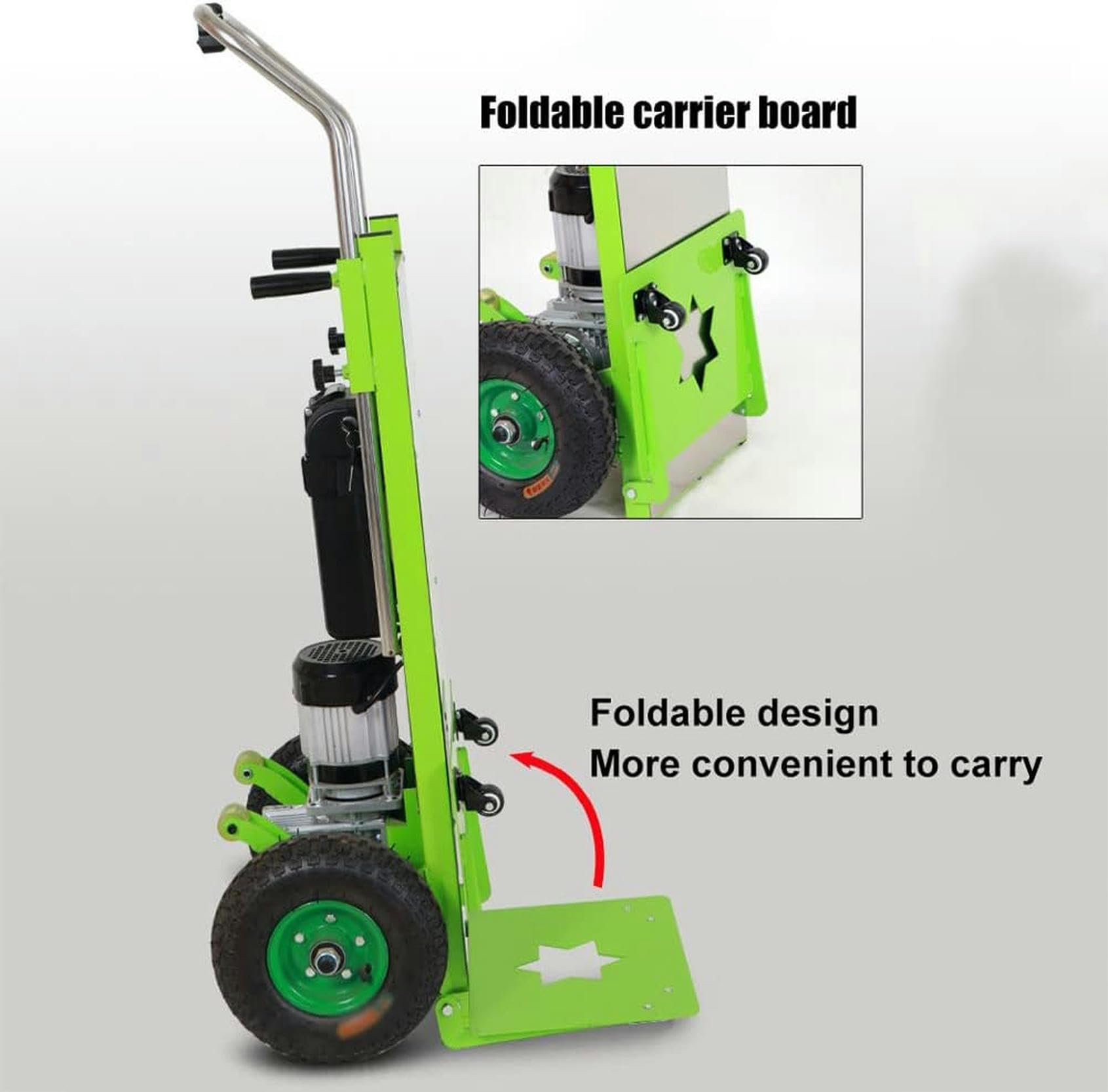 Carrello elettrico per salire le scale, carrello manuale per risparmiare manodopera su e giù per le scale con carico 200 kg, carrello facile da usare con motore brushless da 800 W/verde /