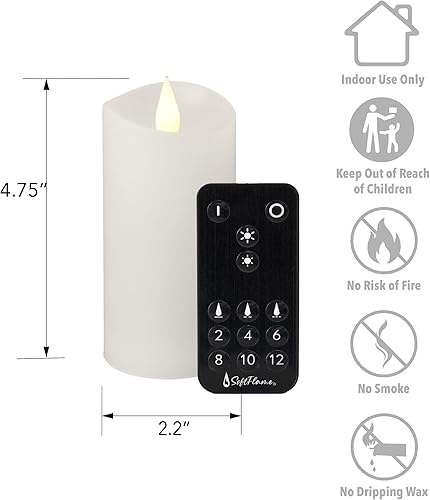 Miniatura 4 de Juego de velas sin llama, 2.25 x 4.2 pulgadas, juego de 2 velas blancas de pilar de llama móvil parpadeante, incluye control remoto, cera real, 2