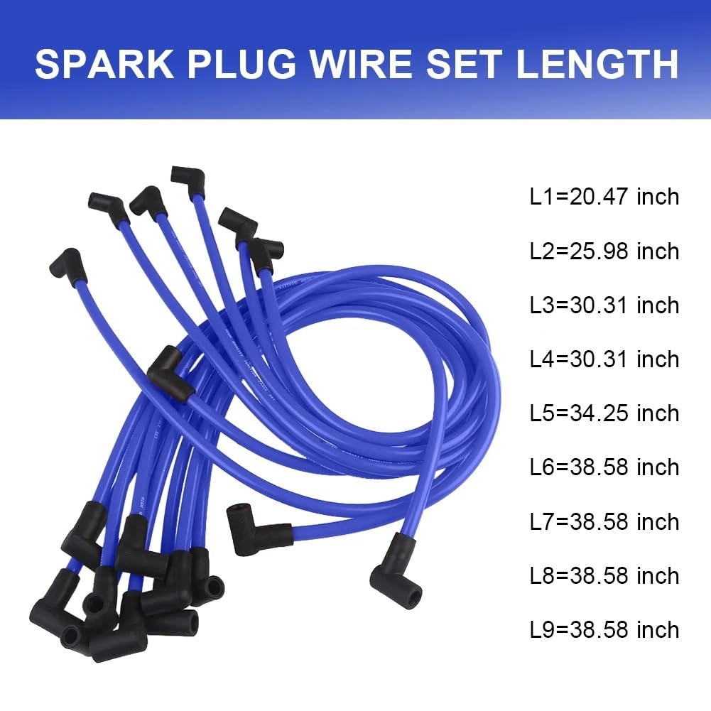 cables bujías coche Para Chevy Para 350 400 327 307 383 SBC 454 | BBC V8 Cables De Bujía De 10,5 Mm