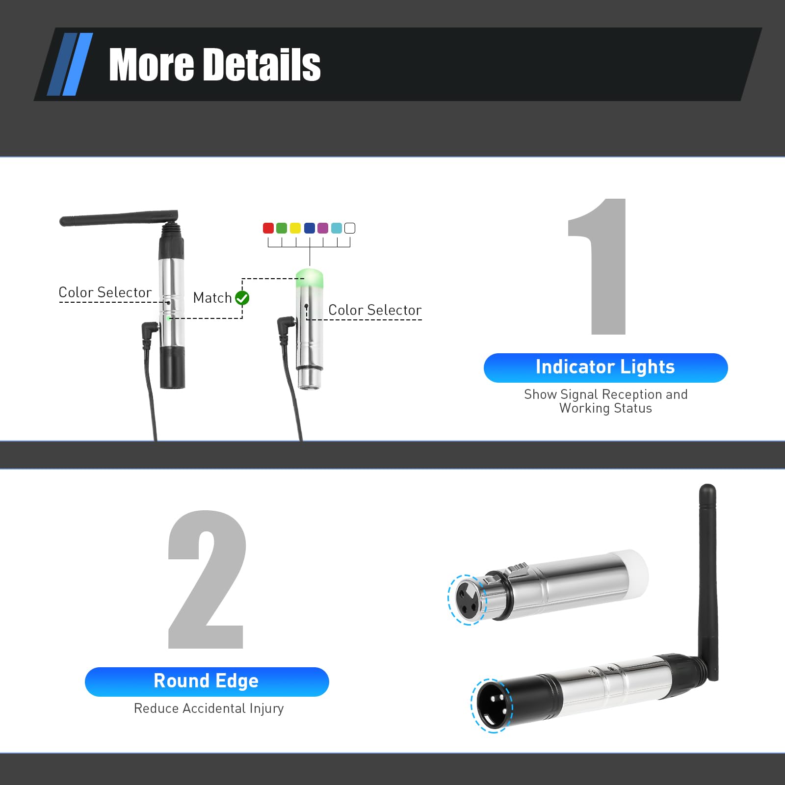 DMX512 - Trasmettitore con 7 ricevitori, controller DMX wireless 2,4 G ISM, controller di illuminazione a LED, senza fili, segnale DMX, per DJ LED, palcoscenico, luce per feste