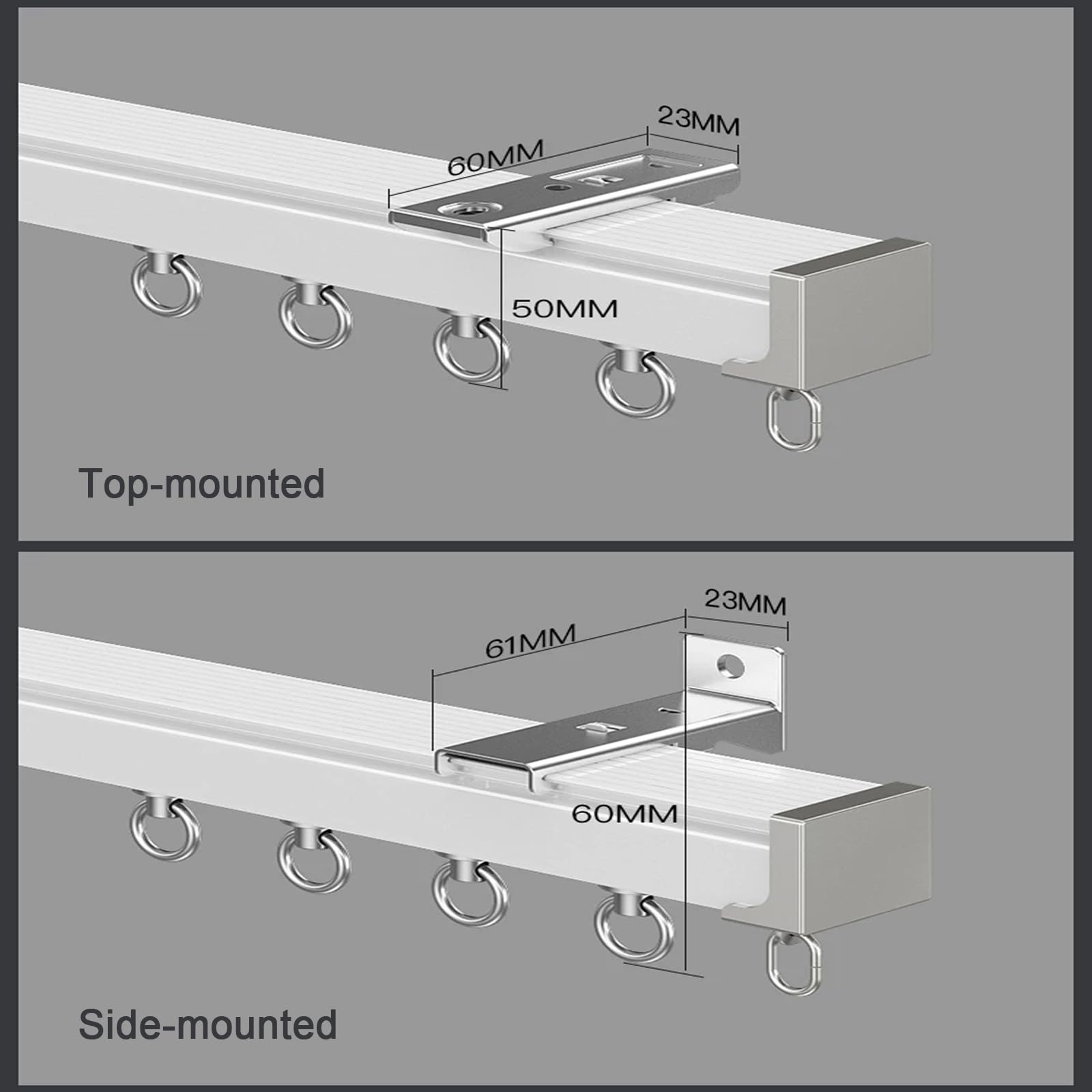 Rail de Rideau pour Plafond ou Mur,Roulement Silencieux,pour Fenêtres (3m,White)