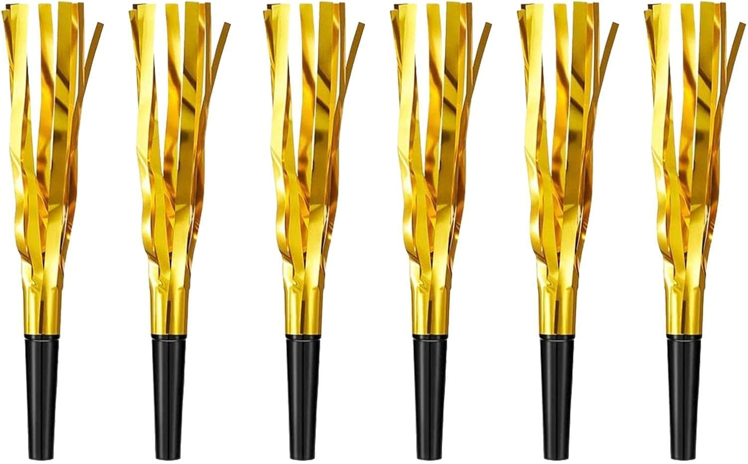 Fringe Noise Makers, Fringed Noise Makers Gold and Black Party Blower