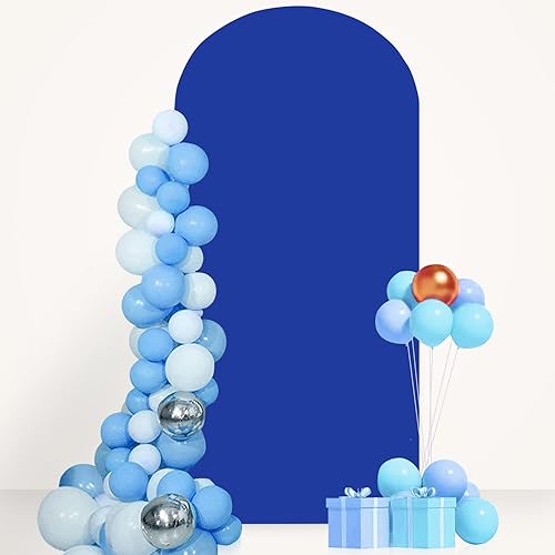 Miniatura 4 de Cubierta de arco de elastano azul real de 7.2 pies, cubierta de arco de Chiara redonda superior para arco de tela para ceremonia de boda, cubierta