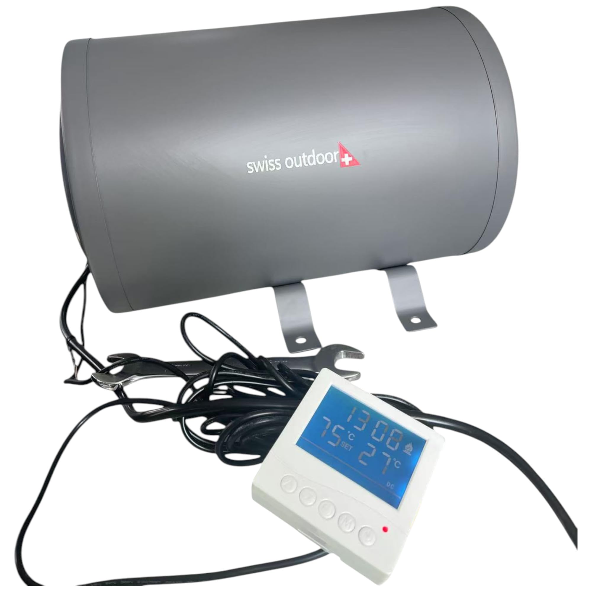 Swiss Outdoor S.O. Camper Boiler per acqua calda 6 litri 12V 200W con display LCD, elemento di controllo, boiler per roulotte e camper, fornitura idrica, scaldabagno, boiler per acqua calda