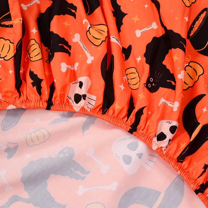 Image of Cloele Pumpkin Ghost Halloween Crib Sheet,Orange,1 Pack,52x28in
